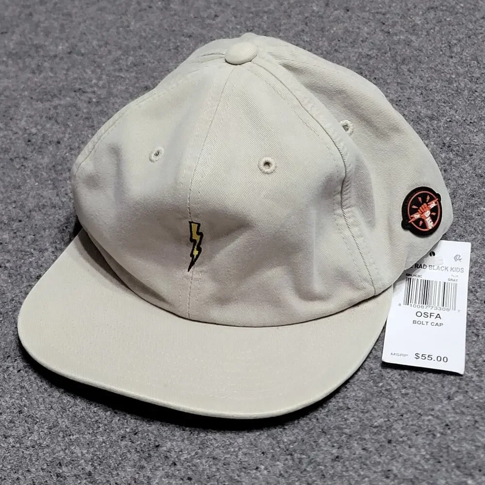 The Rad Black Kids Hat Dad Cap Boys Youth Gray Bolt Adjustable Strapback